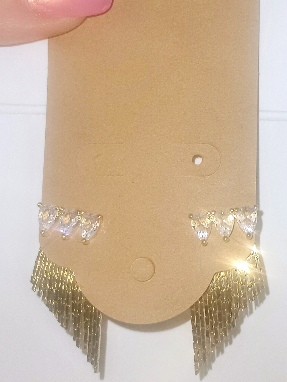 Gold Plated Fringe Drop Earrings with Teardrop Crystals